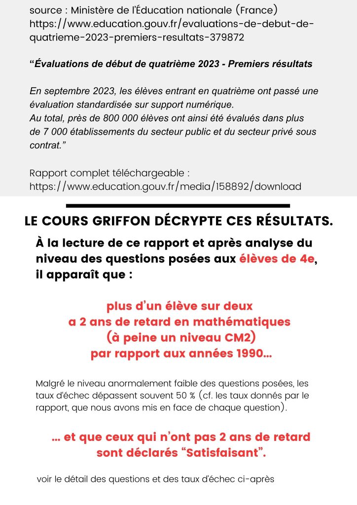 évaluations nationales maths 4ème - Cours Griffon