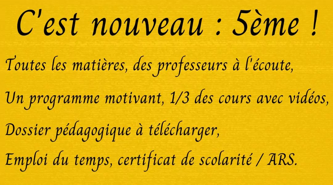 Description 5ème école à la maison au collège | Cours Griffon